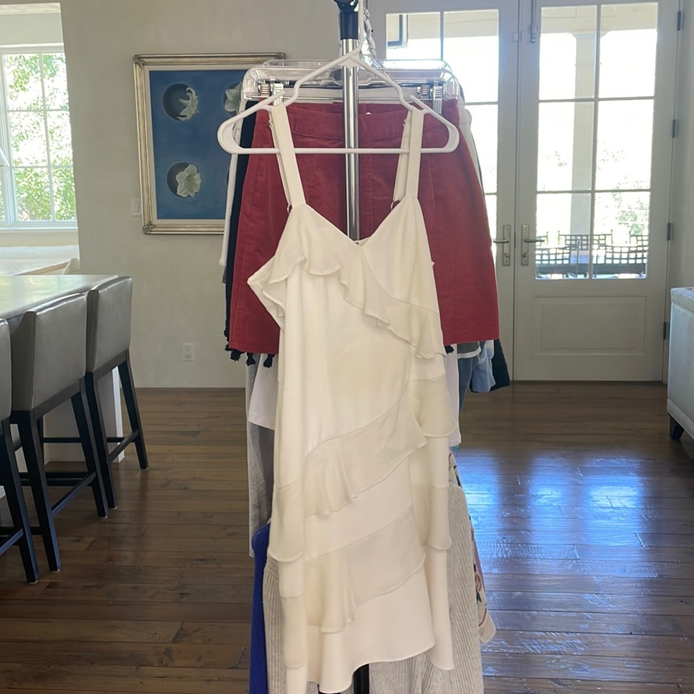 WHITE RUFFLE PARKER DRESS